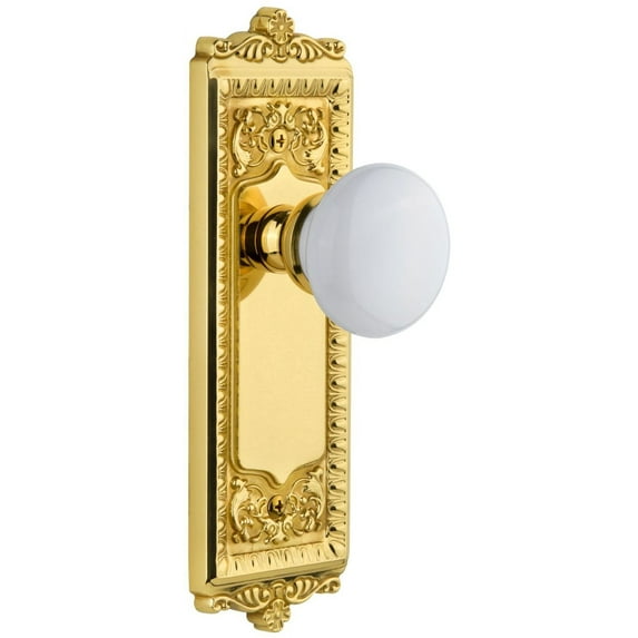 Grandeur Winhyd_Prv_234 Windsor Solid Brass Rose Privacy Door Knob Set - Brass