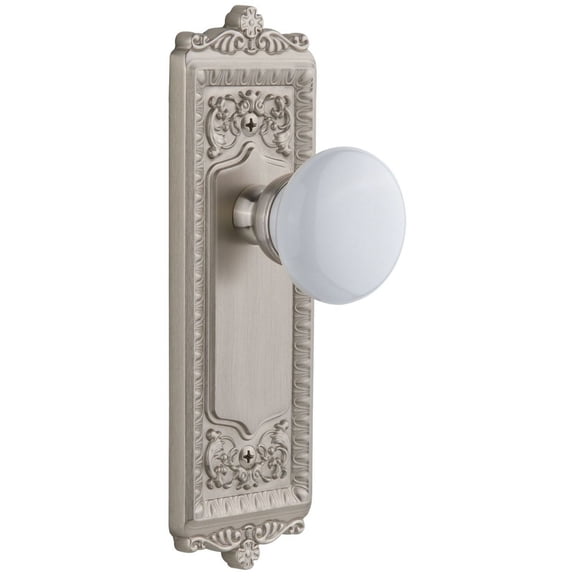Grandeur Winhyd_Psg_234 Windsor Solid Brass Rose Passage Door Knob Set - Nickel