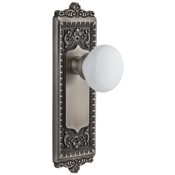 Grandeur 822411 Windsor Solid Brass Rose Passage Door Knob Set - Grey