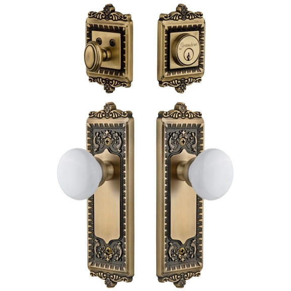 Grandeur 818882 Windsor Solid Brass Single Cylinder Keyed Entry Knobset And Deadbolt Combo