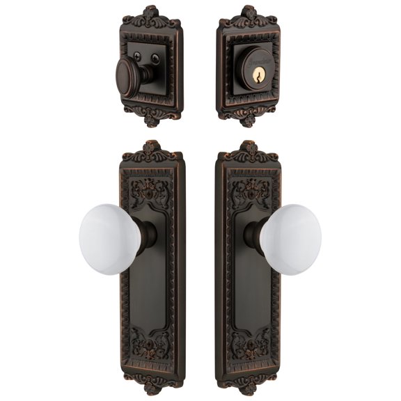 Grandeur Winhyd_Sp_Eset_234 Windsor Solid Brass Single Cylinder Keyed Entry Knobset And