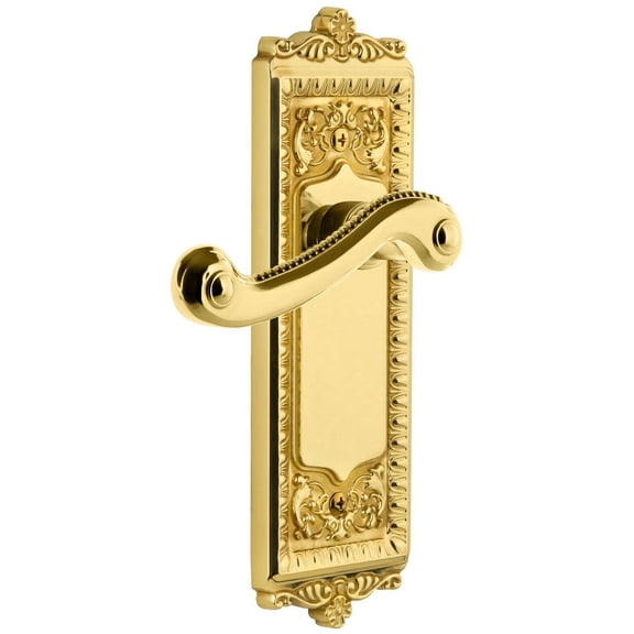 Grandeur 807360 Windsor Solid Brass Rose Dummy Door Lever Set - Brass