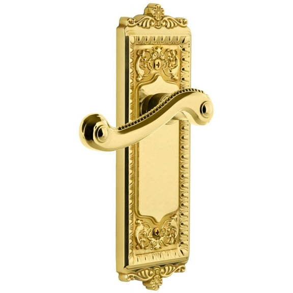 Grandeur Winnew_Prv_238 Windsor Solid Brass Rose Right Handed Privacy Door Lever Set -