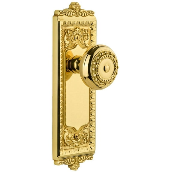 Grandeur Winpar_Psg_238 Windsor Solid Brass Rose Passage Door Knob Set - Brass