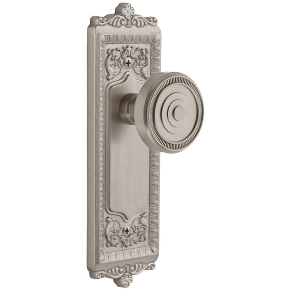 Grandeur 808134 Windsor Solid Brass Rose Privacy Door Knob Set - Nickel