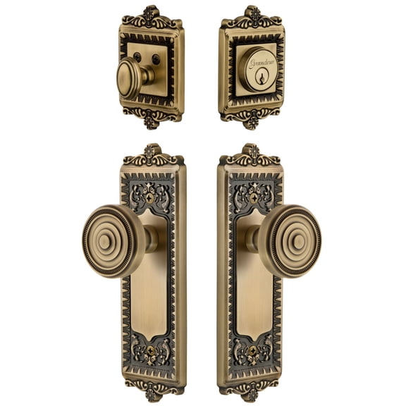 Grandeur Winsol_Sp_Eset_238 Windsor Solid Brass Single Cylinder Keyed Entry Knobset And