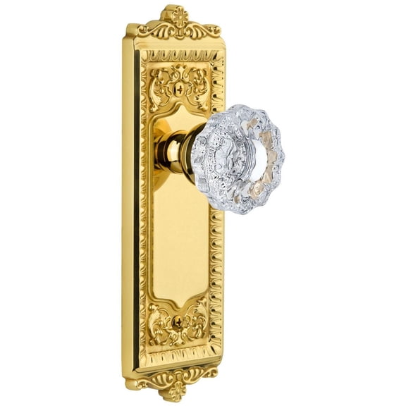 Grandeur Winver_Psg_238 Windsor Solid Brass Rose Passage Door Knob Set - Brass