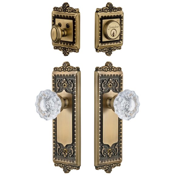 Grandeur Winver_Sp_Eset_234 Windsor Solid Brass Single Cylinder Keyed Entry Knobset And