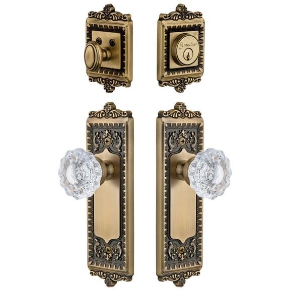 Grandeur Winver_Sp_Eset_238 Windsor Solid Brass Single Cylinder Keyed Entry Knobset And