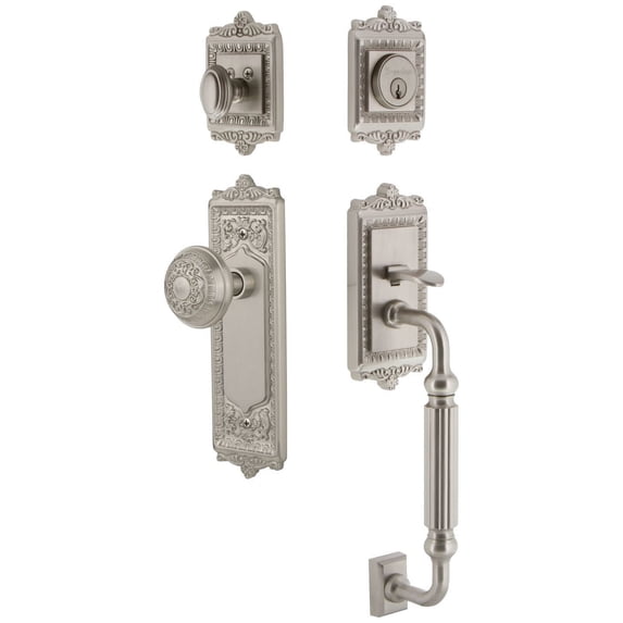 Grandeur 819898 Windsor Solid Brass Rose Keyed Entry Single Cylinder Sectional 'F' Grip