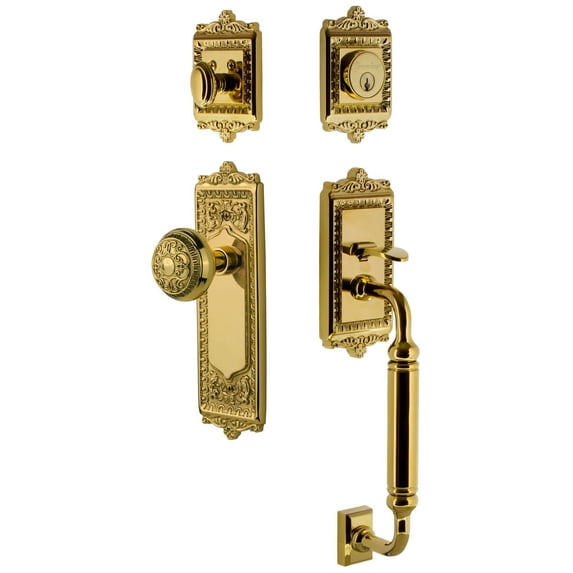 Grandeur 825620 Windsor Solid Brass Rose Keyed Entry Single Cylinder Sectional 'C' Grip