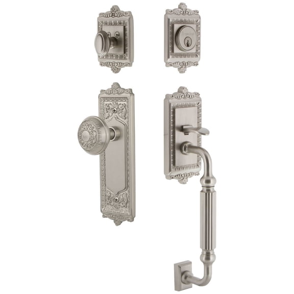 Grandeur 825178 Windsor Solid Brass Rose Keyed Entry Single Cylinder Sectional 'F' Grip