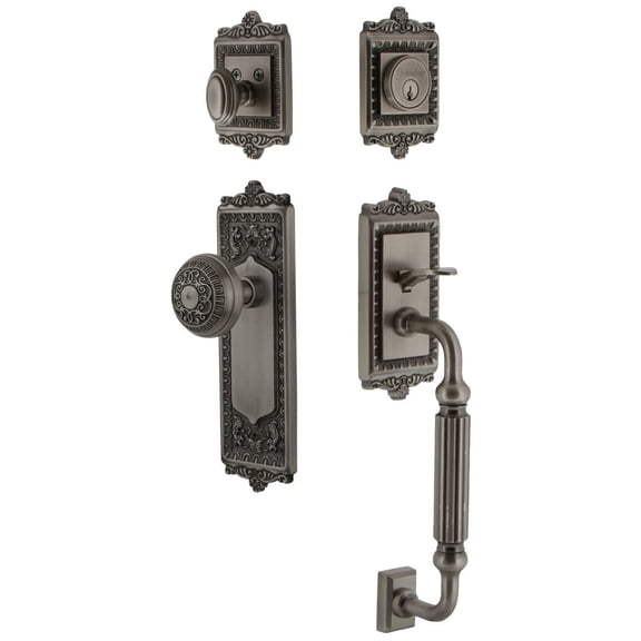 Grandeur 825430 Windsor Solid Brass Rose Keyed Entry Single Cylinder Sectional 'F' Grip