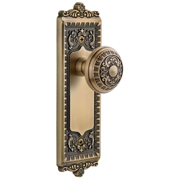 Grandeur 815185 Windsor Solid Brass Rose Privacy Door Knob Set - Brass