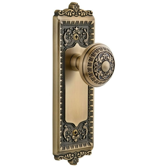Grandeur Winwin_Prv_234 Windsor Solid Brass Rose Privacy Door Knob Set - Brass