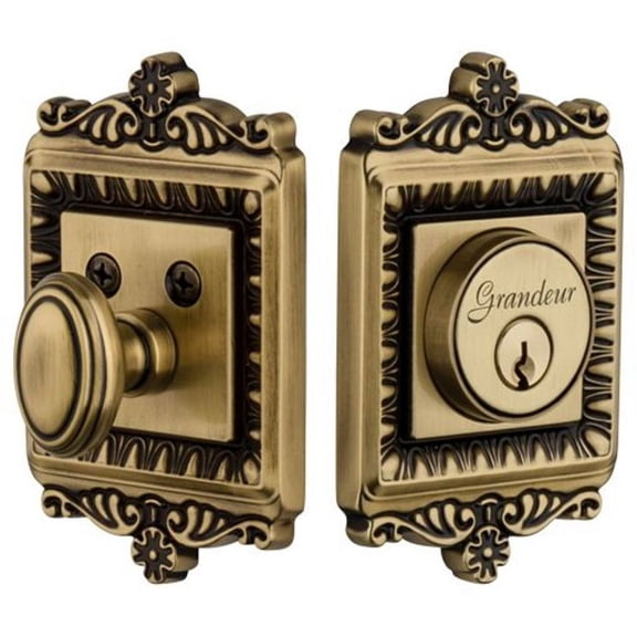 Grandeur Winwin_Sglcyl_234 Windsor Solid Brass Rose Keyed Entry Single Cylinder Deadbolt -