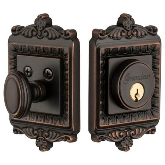 Grandeur Winwin_Sglcyl_238 Windsor Solid Brass Rose Keyed Entry Single Cylinder Deadbolt -