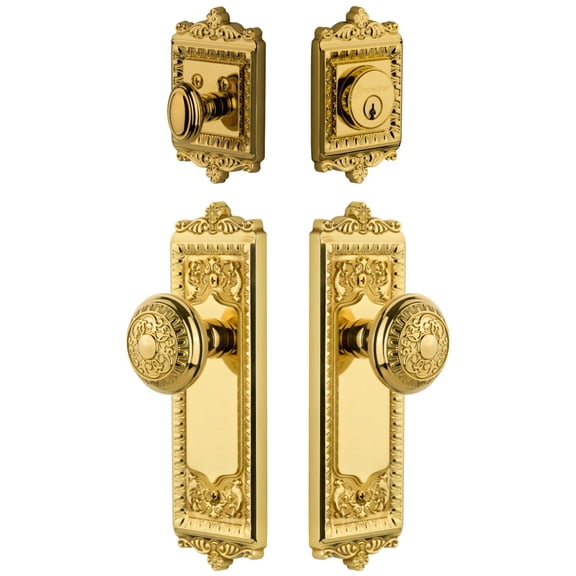 Grandeur 823096 Windsor Solid Brass Single Cylinder Keyed Entry Knobset And Deadbolt Combo