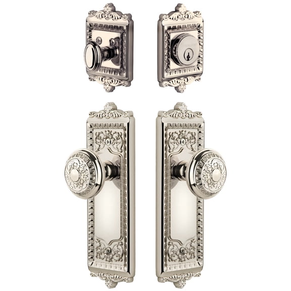 Grandeur 802380 Windsor Solid Brass Single Cylinder Keyed Entry Knobset And Deadbolt Combo