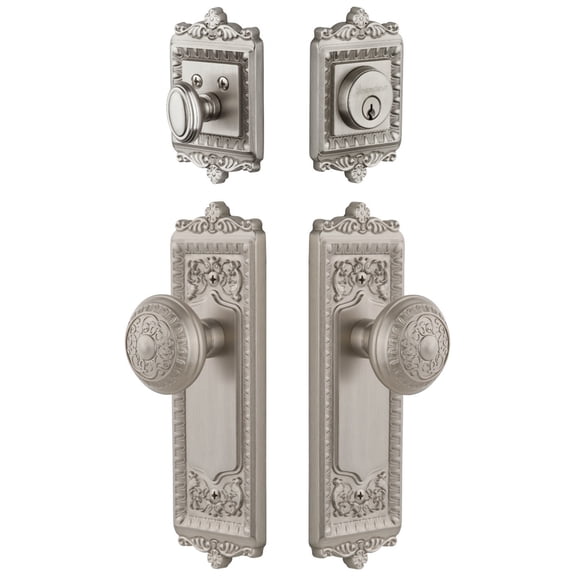 Grandeur 823095 Windsor Solid Brass Single Cylinder Keyed Entry Knobset And Deadbolt Combo