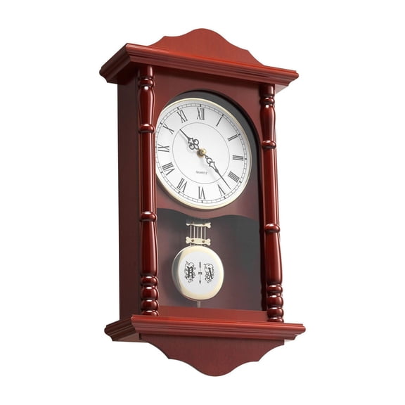 Grandfather Clock 18 inch, Vintage Pendulum Wall Clock, Pine Wood Silent Movement