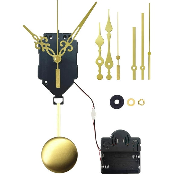 Grandfather Clock Parts Replacement, Quartz Pendulum Trigger Clock Mechanism with nster Ch Music Box, 3 Pair Clock Hands Gold Shaft Length: