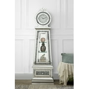 Grandfather Clock with Storage Cabinets, Floor and Grandfather Clocks with Led Mirrored and  Faux Diamonds, Silver Howard Miller Grandfather Clock for Living Room Apartment, Silver Floor Style 3