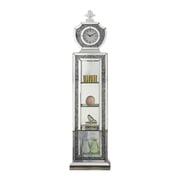 Grandfather Clock with 4 Compartments and Mirror Frame Silver - Saltoro Sherpi