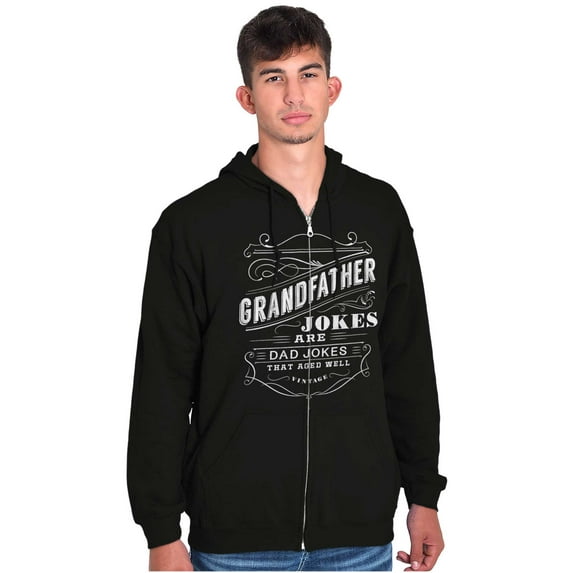 Grandfather Dad Jokes Funny Grandpa Men's Big & Tall Graphic Zip Up Hoodie Brisco Brands 2X