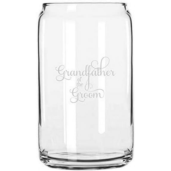 Grandfather Of The Groom Samantha Font Wedding Party Themed Etched 16oz Libbey Can Glass