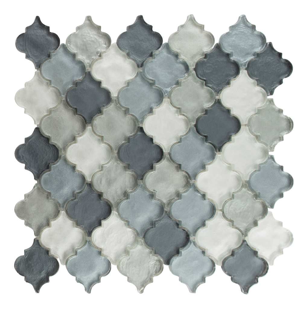 Grandio Myst Gray 2-in. Arabesque Polished Glass Mosaic Wall Tile