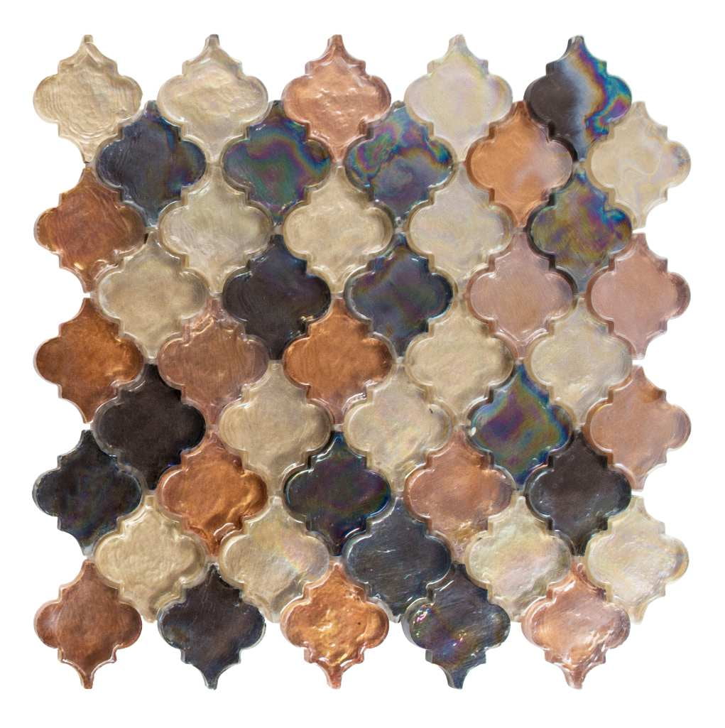 Grandio Prisml Brown 2-in. Arabesque Polished Glass Mosaic Wall Tile