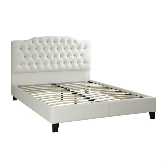 Grandiose California King Size Bed With Large Tufted Headboard White