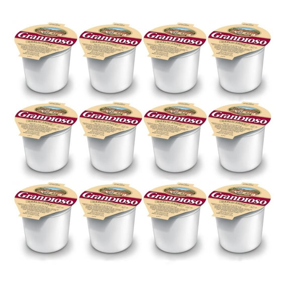 Grandioso Garlic Dipping Sauce 1.5 oz Dipping Cup | Pizza Garlic Sauce Dip | Gluten-Free | Keto | Kosher | Made in America | 12 Pack