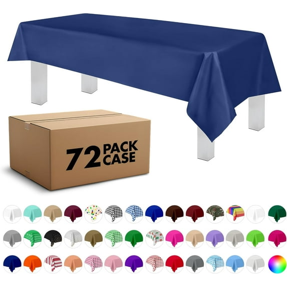 Grandipity Navy Blue 72 Pack Premium Disposable Plastic Tablecloth 54 Inch. x 108 Inch. Decorative Rectangle Table Cover