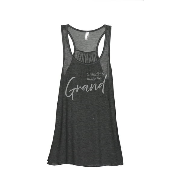 Grandkids Make Life Grand Women's Fashion Sleeveless Flowy Racerback Workout Yoga Tank Top Charcoal Grey 2X-Large