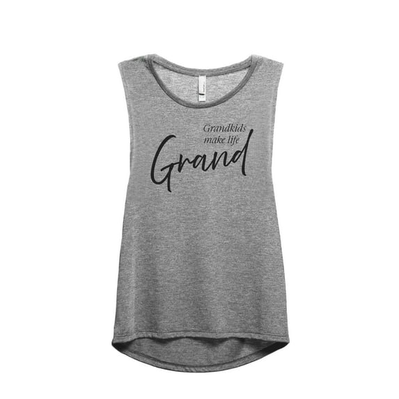 Grandkids Make Life Grand Women's Fashion Sleeveless Muscle Workout Yoga Tank Top Heather Grey Grey Medium