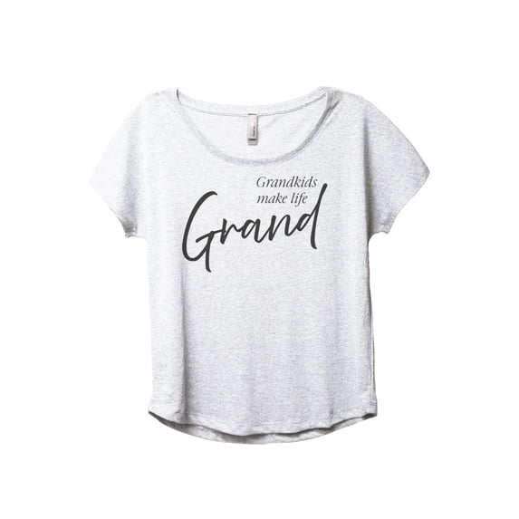 Grandkids Make Life Grand Women's Fashion Slouchy Dolman T-Shirt Tee Heather White 2X-Large