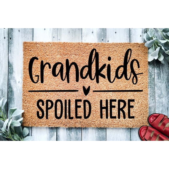Grandkids Spoiled Here| Funny Grandparents Doormat | Welcome Mat | Funny Door Mat | Home Doormat | Housewarming | Closing Gift