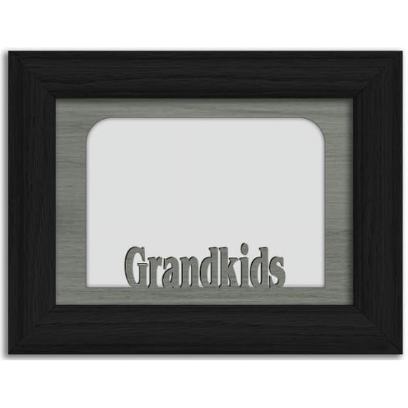 Grandkids Tabletop Picture Frame - Holds 4x6 Photo - Multiple Color Options Black Frame with Dark Gray Insert