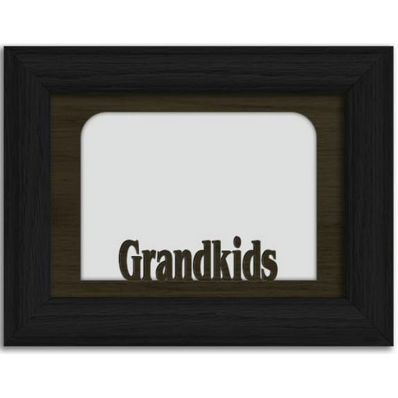 Grandkids Tabletop Picture Frame - Holds 4x6 Photo - Multiple Color Options Black Frame with Espresso Insert
