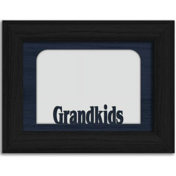 Grandkids Tabletop Picture Frame - Holds 4x6 Photo - Multiple Color Options Black Frame with Navy Insert