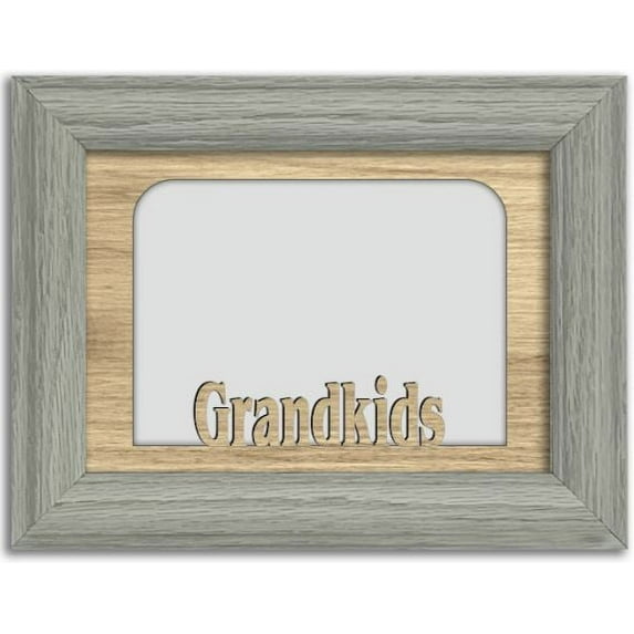 Grandkids Tabletop Picture Frame - Holds 4x6 Photo - Multiple Color Options Light Gray Frame with Unfinished Insert