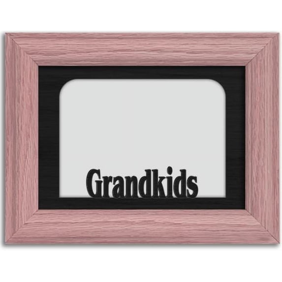 Grandkids Tabletop Picture Frame - Holds 4x6 Photo - Multiple Color Options Pink Frame with Black Insert