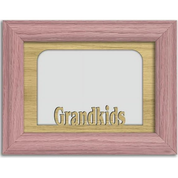 Grandkids Tabletop Picture Frame - Holds 4x6 Photo - Multiple Color Options Pink Frame with Oak Insert