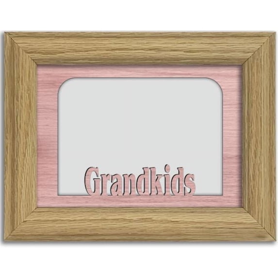 Grandkids Tabletop Picture Frame - Holds 4x6 Photo - Multiple Color Options Unfinished Frame with Pink Insert