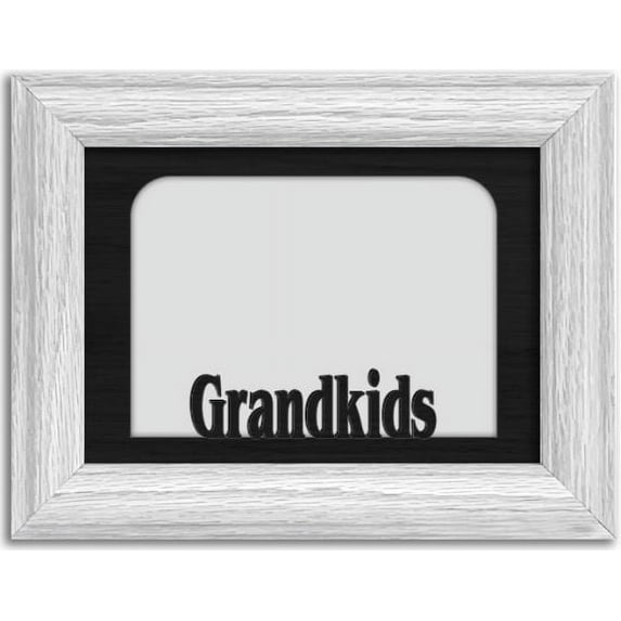 Grandkids Tabletop Picture Frame - Holds 4x6 Photo - Multiple Color Options White Frame with Black Insert
