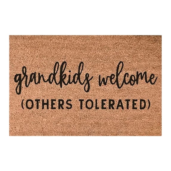 Grandkids Welcome Doormat Entrance Front Door Mat for Home Bedroom Decor Non Slip Rug Decorative Accessories 24×16 Inches Happy Day!