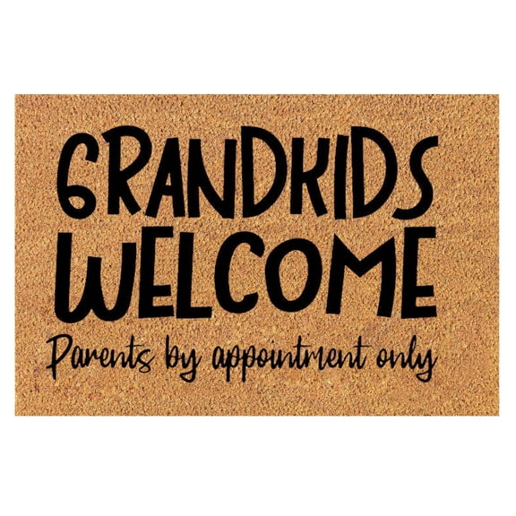 Grandkids Welcome Doormat, Funny Welcome Mat for Front Door, Entrance Mat Indoor Outdoor for Grandma Grandpa House, Non-Slip Porch Rugs, Idea Gifts