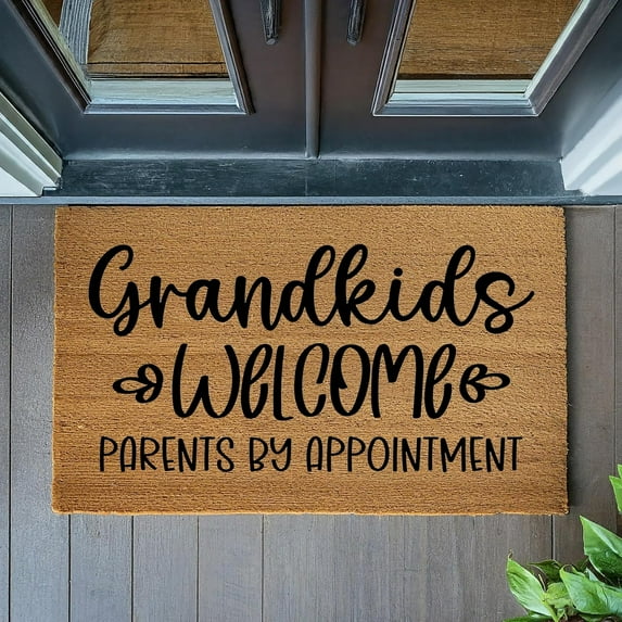 Grandkids Welcome Parents by Appointment Mats for Front Door Entry Front Porch Doormat Non-Slip Carpet Rugs Floor Mat Decorative for Home Bathroom Kitchen Indoor 20x32 Inch